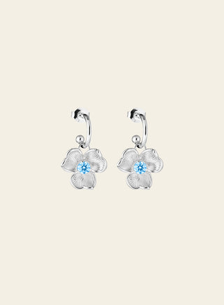 Anna earring with blue stone, silver