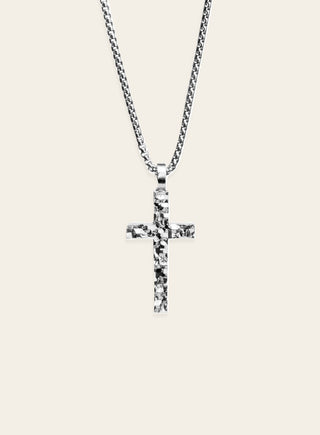 Polku cross necklace rhodium plated