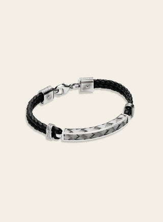 Oiva leather bracelet, silver