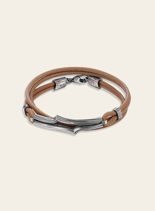 Vaellus pendant with brown leather cord, silver