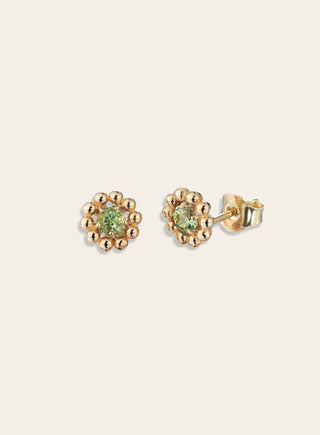 Daisy earrings with green sapphire
