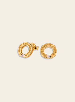 Aina earrings with a zirconia, yellow gold-plated silver