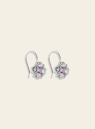 Alma earrings with pink zirconia, silver