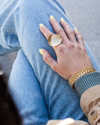 Lily ring, gold-plated silver