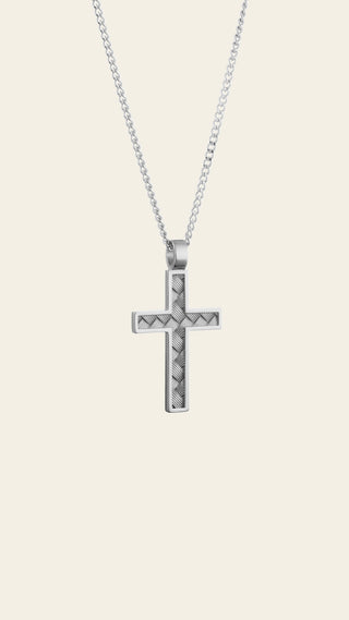 Oiva cross, rhodium plated bronze